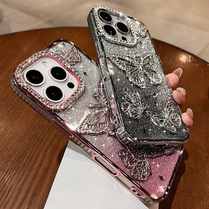 Glitter Butterfly Rhinestone Case for iPhone