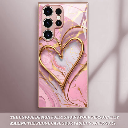 Gold Heart Pattern Hard Case for Samsung