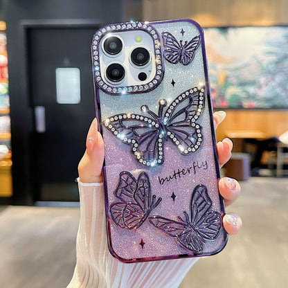 Glitter Butterfly Rhinestone Case for iPhone