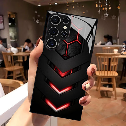 Black Red Armor Pattern Case for Samsung