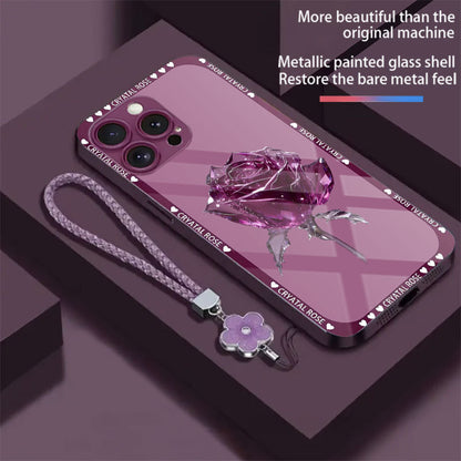 Crystal Rose Pattern Hard Case for iPhone