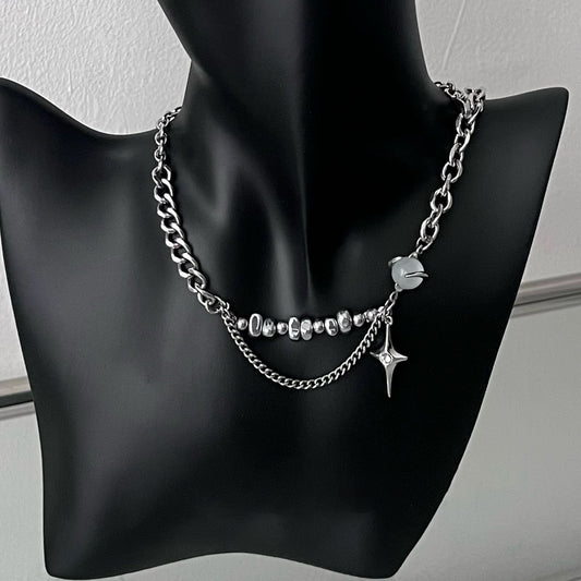 Niche Design Titanium Steel Starburst Necklace