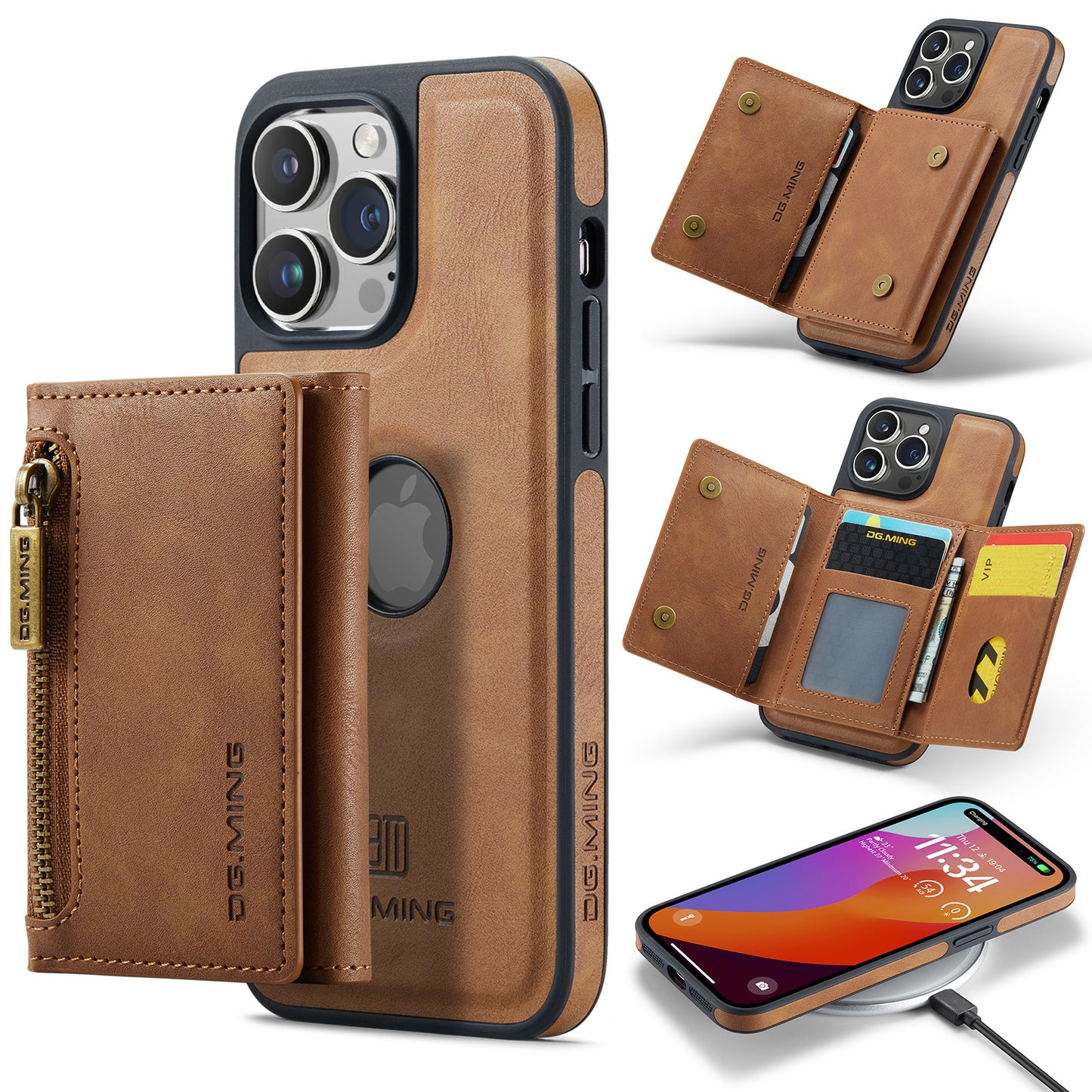 2 in 1 Magnetic Leather Wallet Case for iPhone