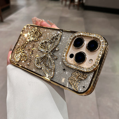 Glitter Butterfly Rhinestone Case for iPhone