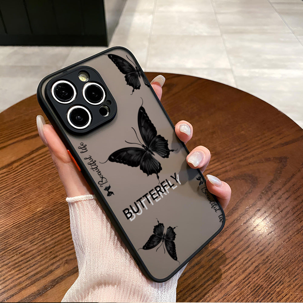 Black Butterfly Translucent Matte Case for iPhone