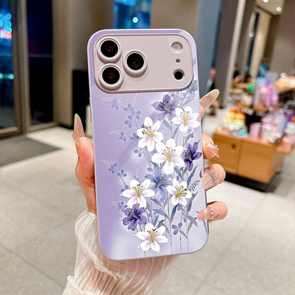 Purple Lily Pattern Hard Case for iPhone