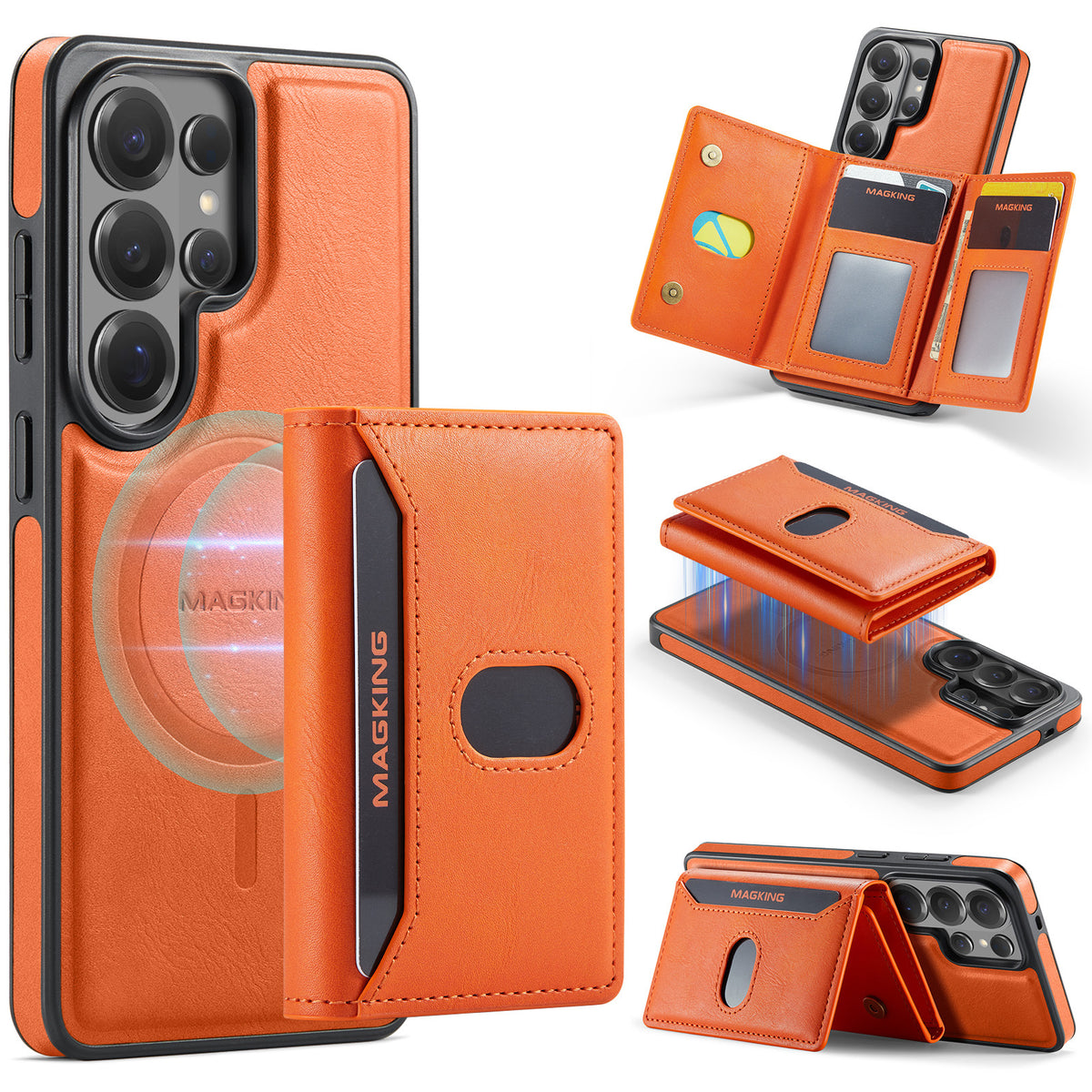 2 in 1 Magnetic Leather Wallet Case for Samsung