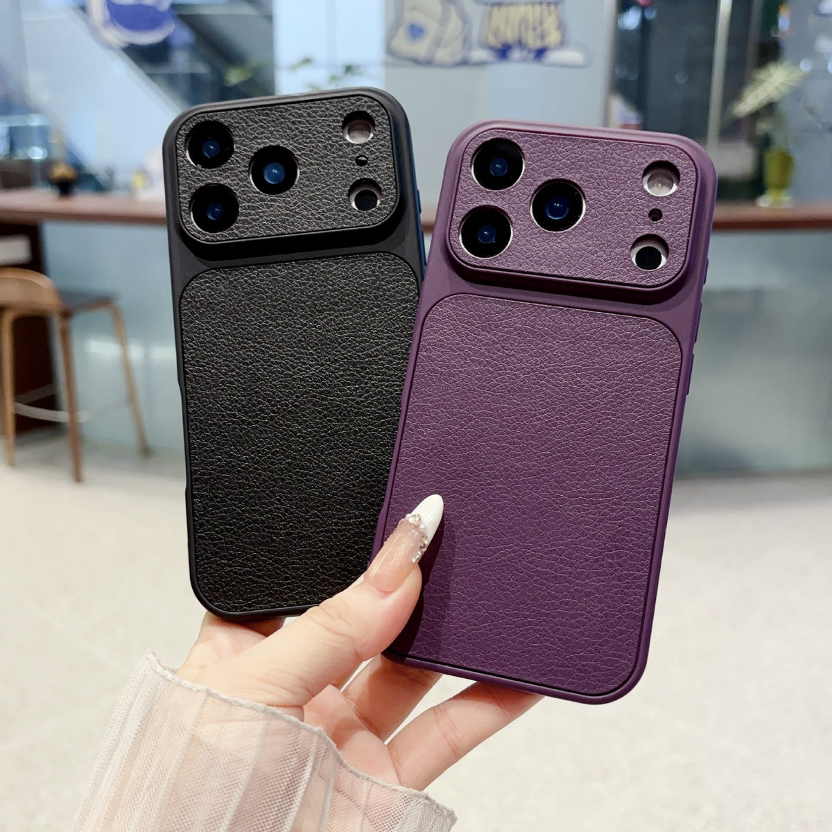 Solid Color Lychee Grain Case for iPhone