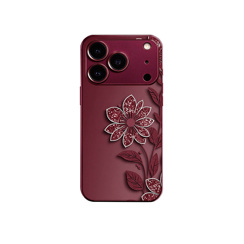 Wine Red Flower Pattern Case for iPhone