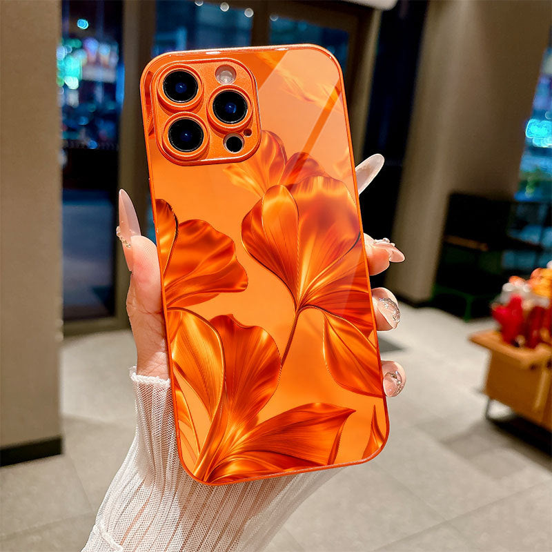 Ginkgo Leaf Pattern Orange Hard Case for iPhone