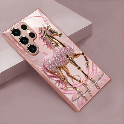 Pink Diamond Horse Pattern Hard Case for Samsung