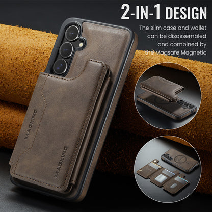 2 in 1 Magnetic Leather Wallet Case for Samsung
