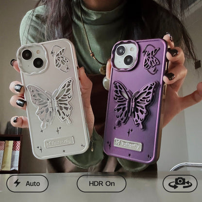 Plating 3D Butterfly Bracket Case for iPhone