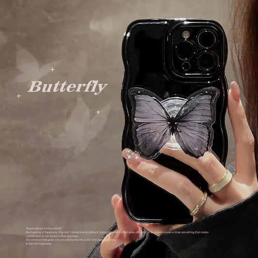 Wave Frame Butterfly Stand Soft Case for iPhone