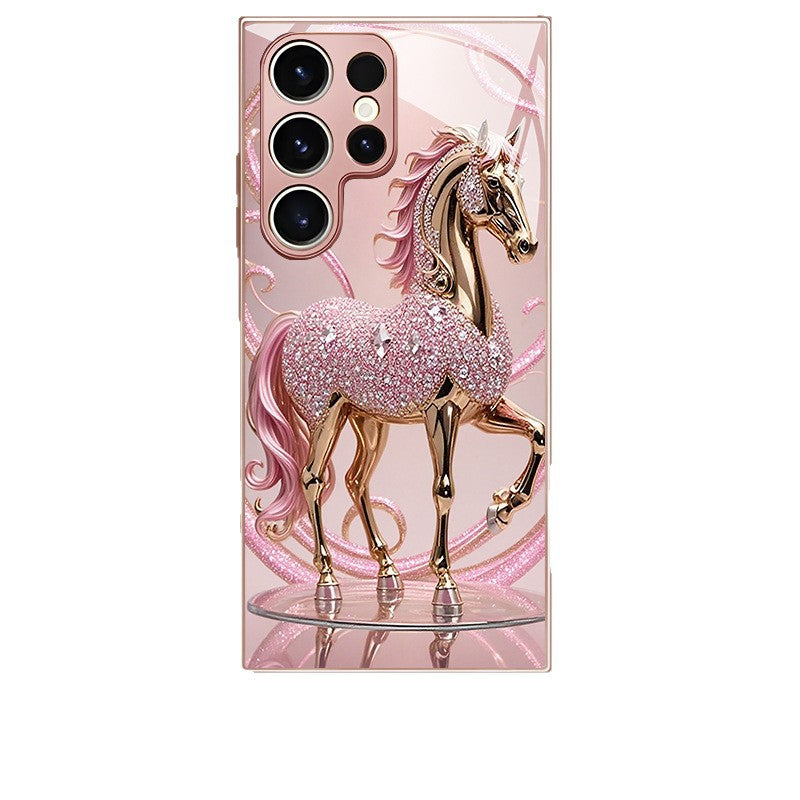Pink Diamond Horse Pattern Hard Case for Samsung