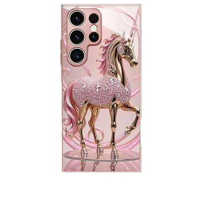 Pink Diamond Horse Pattern Hard Case for Samsung