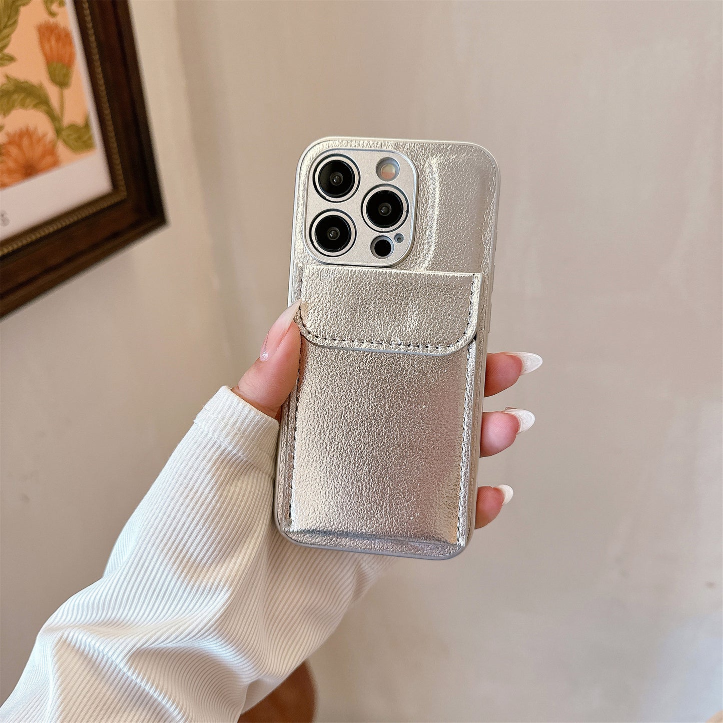 Lychee Grain PU Leather Case for iPhone