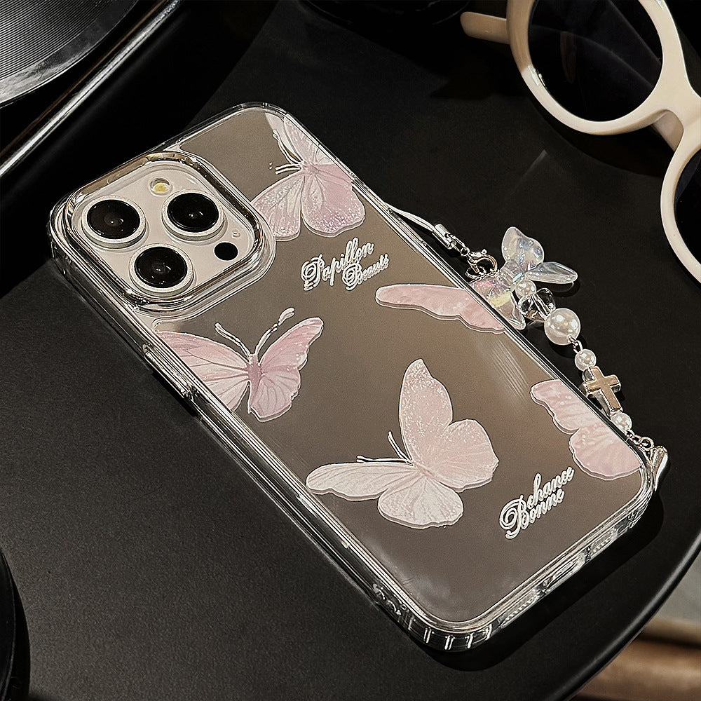 Mirror Butterfly Pendant Hard Case for iPhone