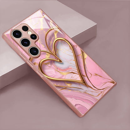 Gold Heart Pattern Hard Case for Samsung