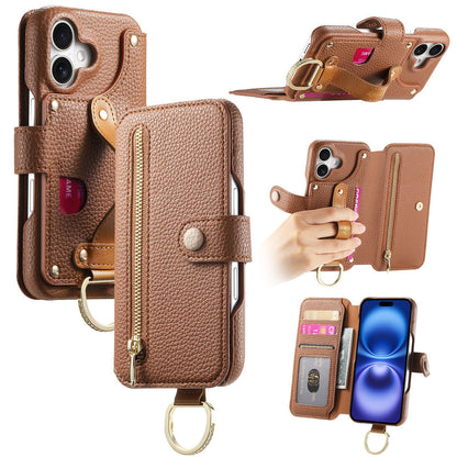 Lychee Grain Leather Wallet Flip Case for iPhone