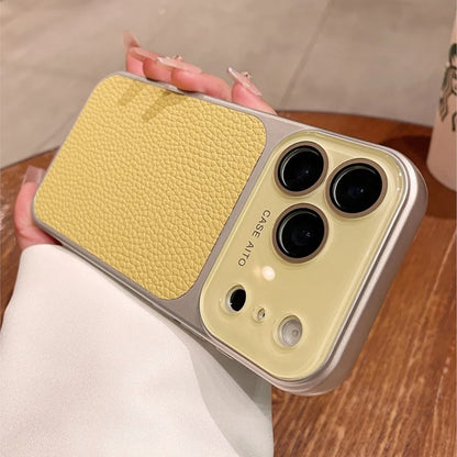 Lens Protection Leather-Textured Case for iPhone
