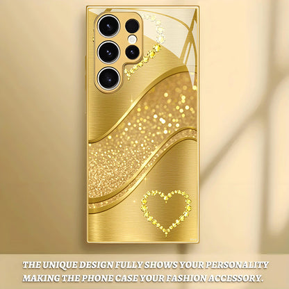 Gold Heart Pattern Hard Case for Samsung