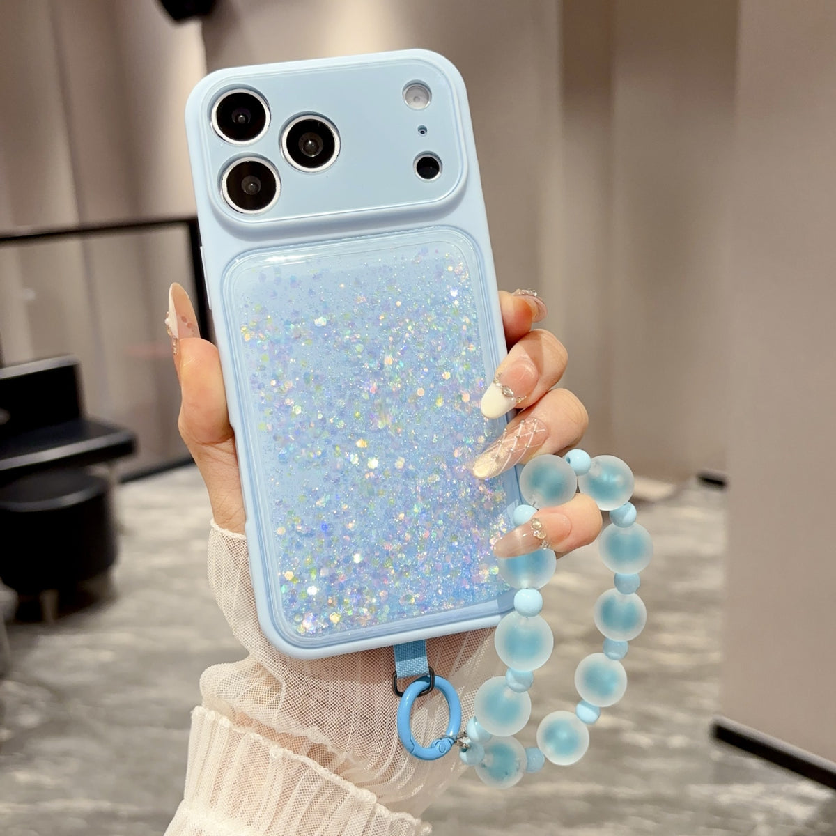 Wrist Strap Glitter Quicksand Case for iPhone