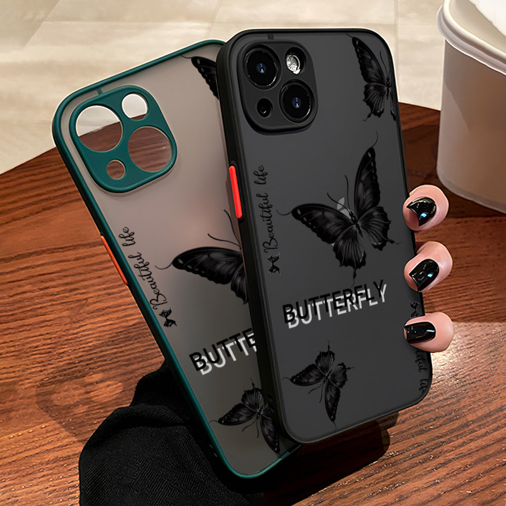 Black Butterfly Translucent Matte Case for iPhone
