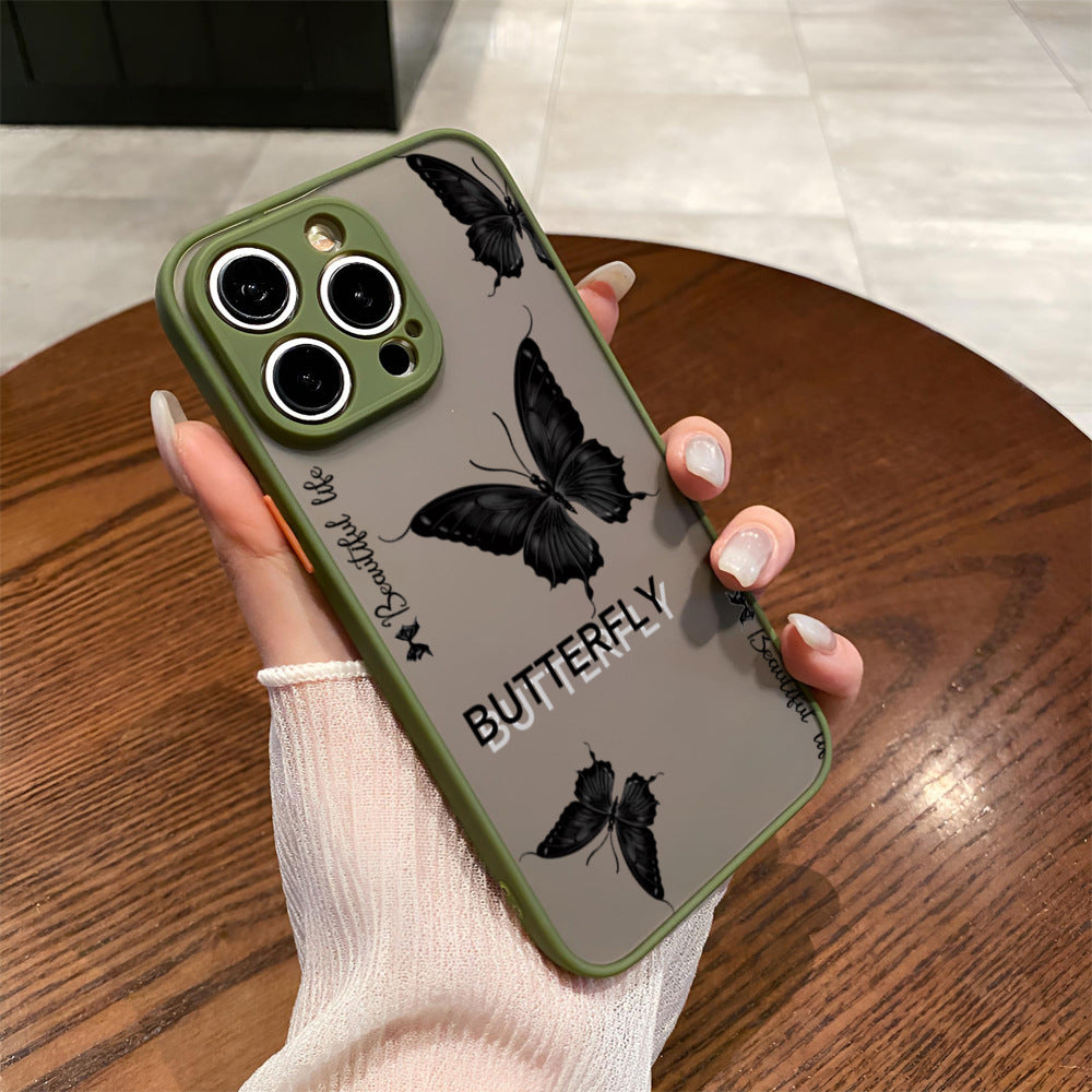 Black Butterfly Translucent Matte Case for iPhone