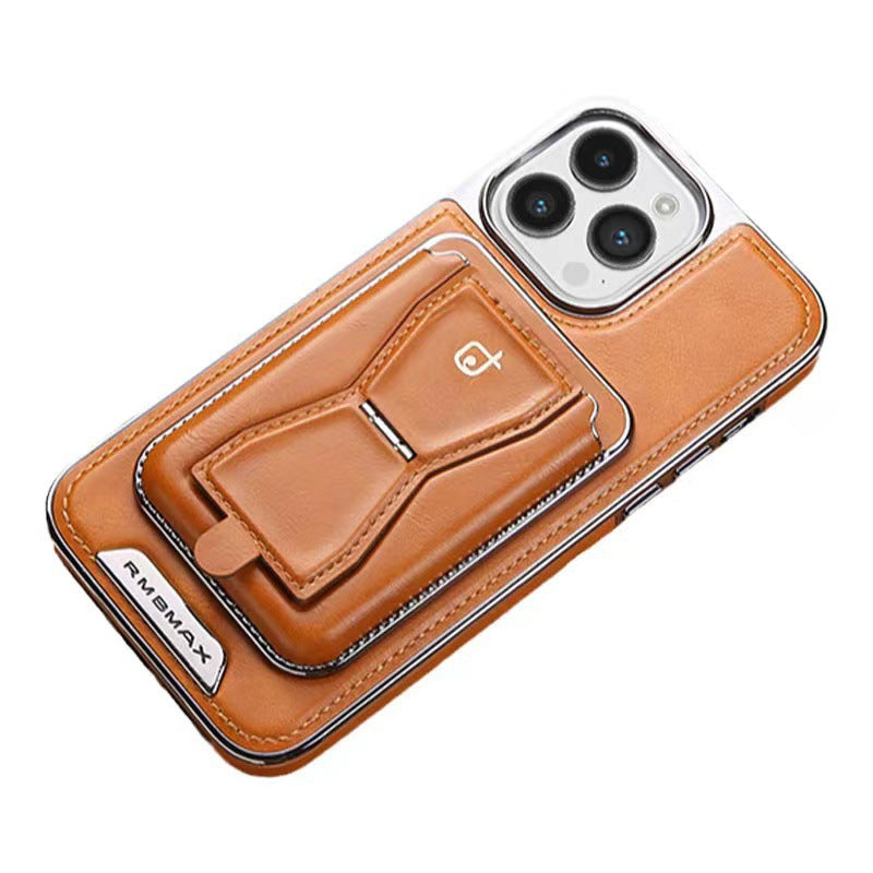 2 in 1 Bracket Card Bag Leather Case for iPhone