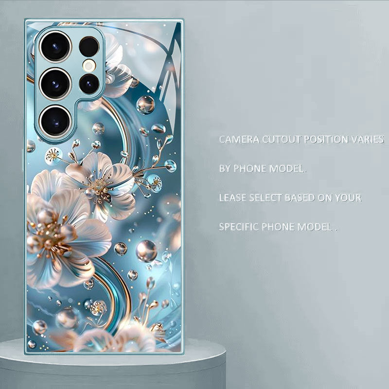 Blue Ice Flower Pattern Hard Case for Samsung
