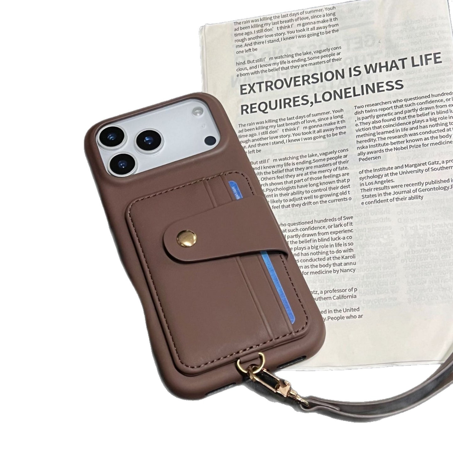 Lanyard Cardbag Leather Case for iPhone