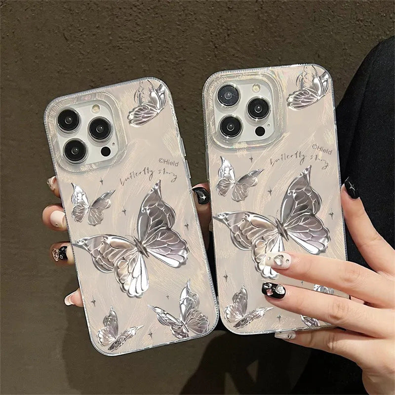 Silver Butterfly Soft Case for iPhone