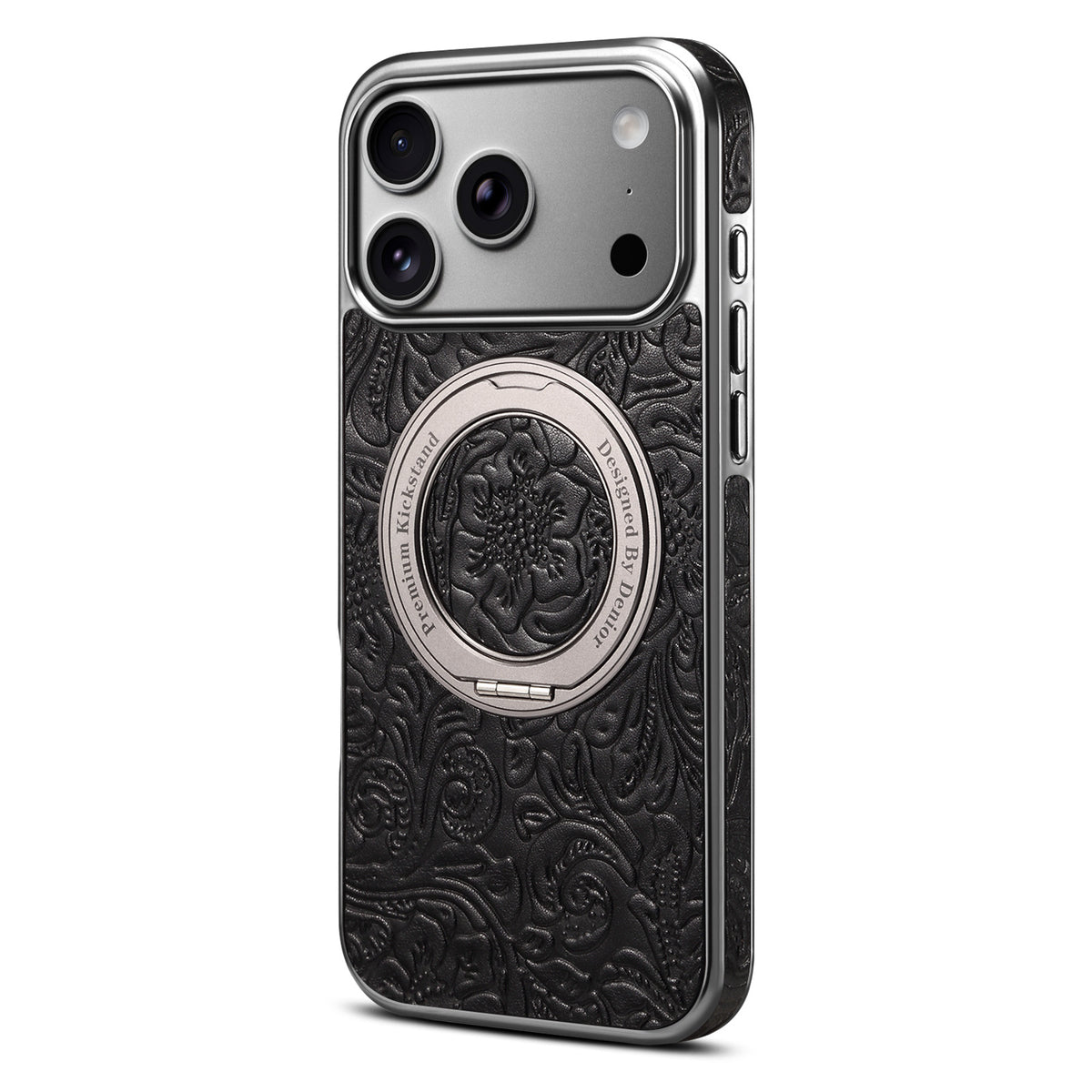 Vintage Floral Leather Kickstand Case for iPhone