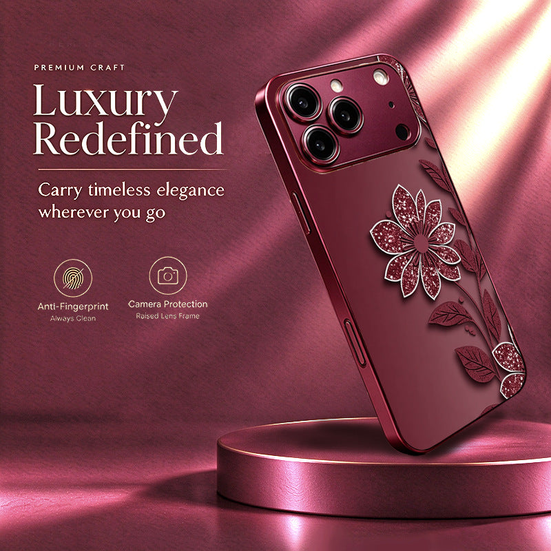 Wine Red Flower Pattern Case for iPhone