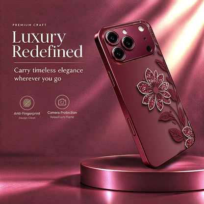 Wine Red Flower Pattern Case for iPhone
