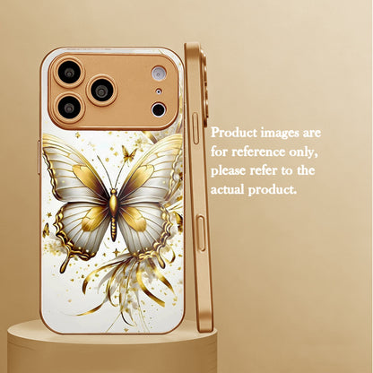 White Gold Butterfly Pattern Hard Case for iPhone