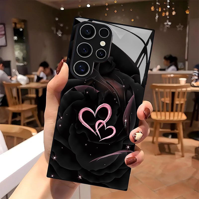 Black Rose Pink Heart Hard Case for Samsung