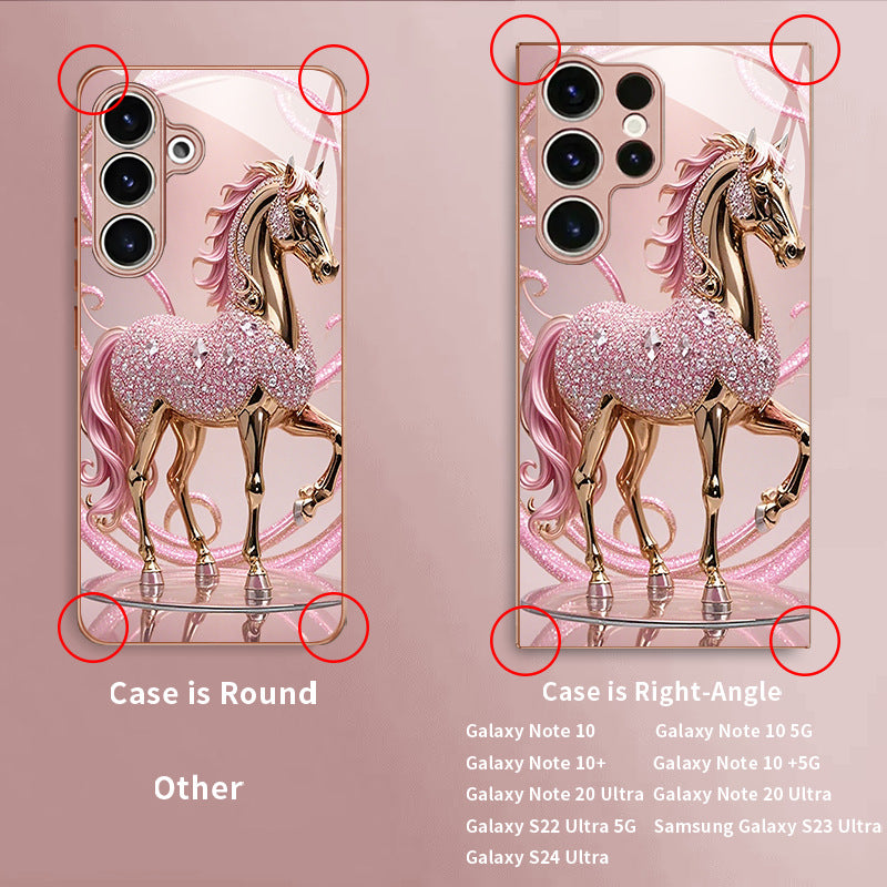 Pink Diamond Horse Pattern Hard Case for Samsung
