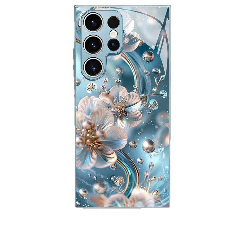 Blue Ice Flower Pattern Hard Case for Samsung