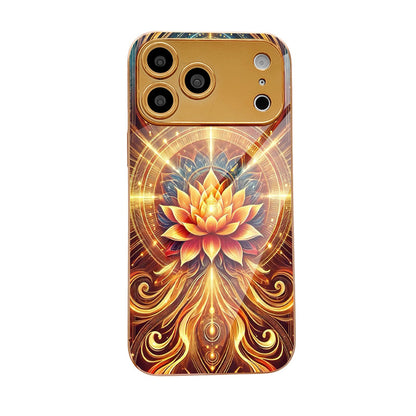 Golden Lotus Pattern Hard Case for iPhone
