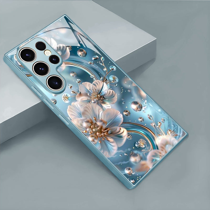 Blue Ice Flower Pattern Hard Case for Samsung
