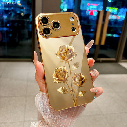 Gold Rose Pattern Hard Case for iPhone