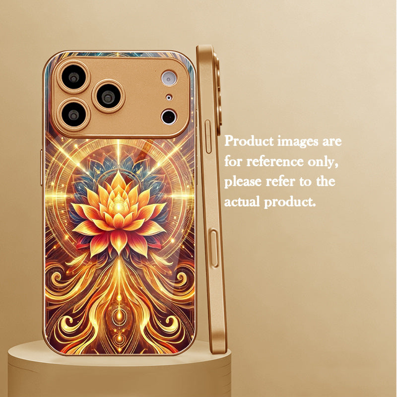 Golden Lotus Pattern Hard Case for iPhone