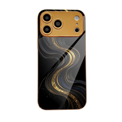 Black Gold Quicksand Pattern Case for iPhone