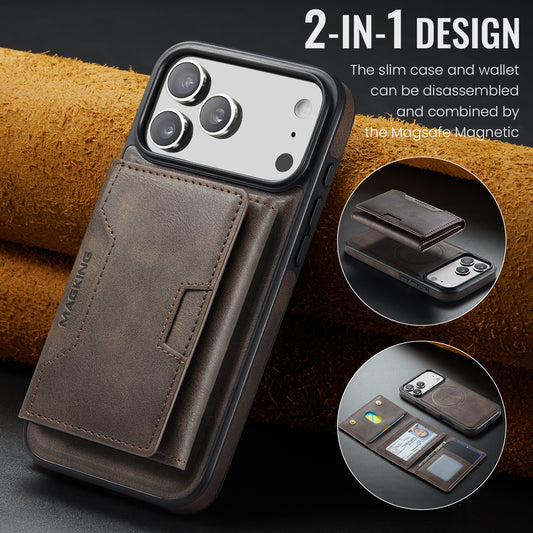 2 in 1 Magnetic Leather Wallet Case for iPhone