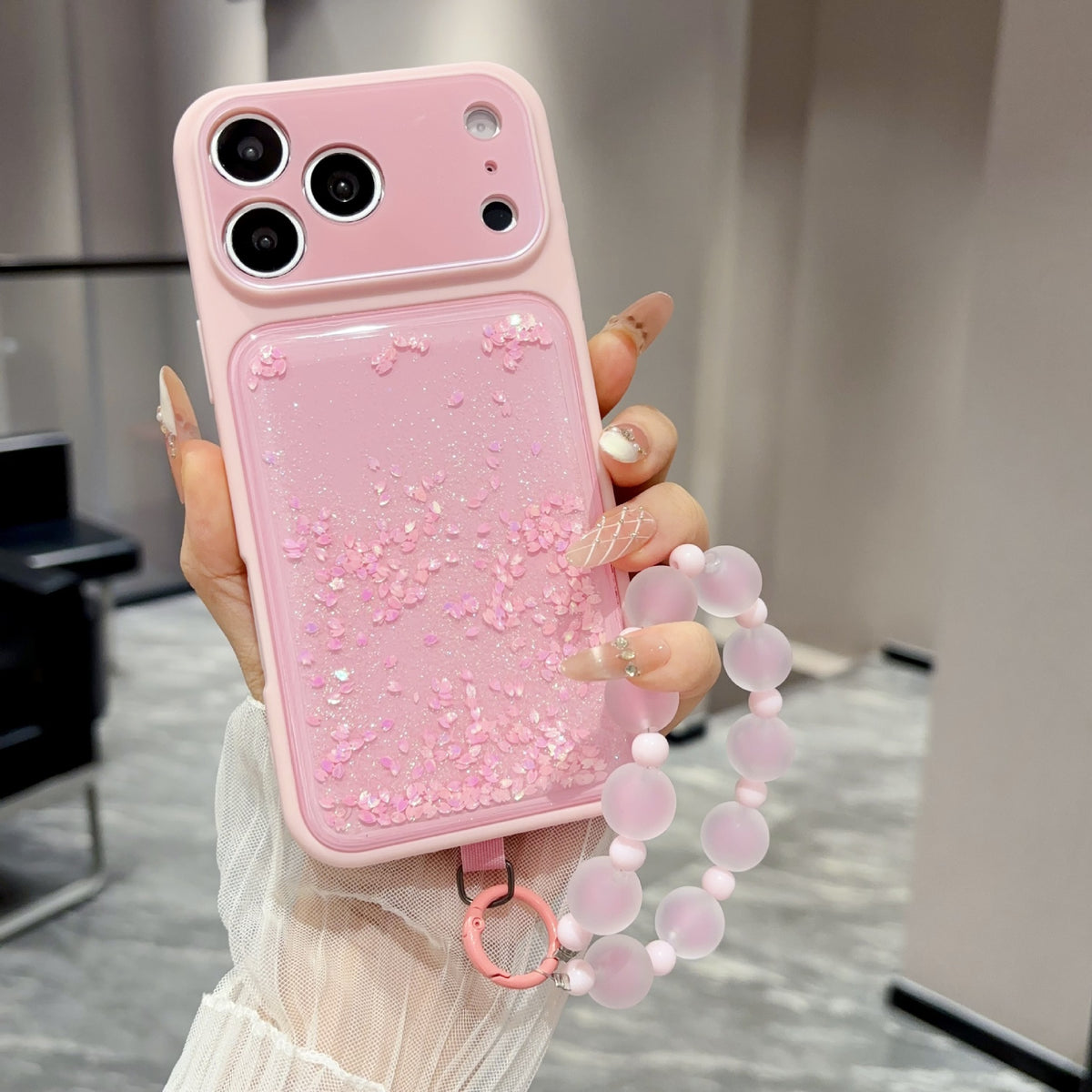 Wrist Strap Glitter Quicksand Case for iPhone