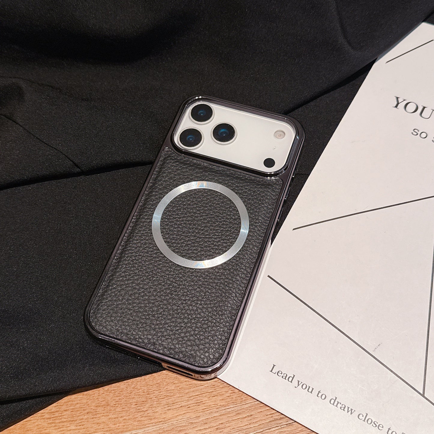 Lychee Print PU Leather Case for iPhone