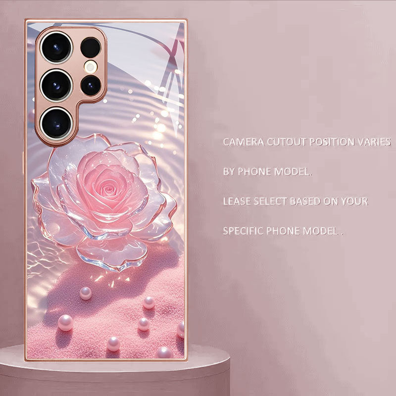 Transparent Rose Pattern Hard Case for Samsung