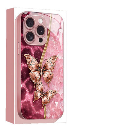 Gilt Pink Butterfly Pattern Hard Case for iPhone